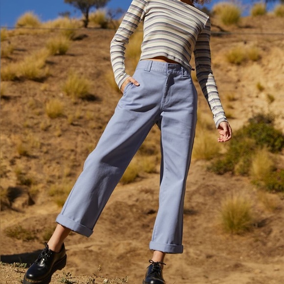 Women’s Chambray DICKIES Crop Roll Hem Work Pants Like New - Picture 13 of 14